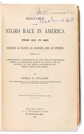 (JOHN WESLEY CROMWELL.) Group of 6 books from the personal library of the important 19th-century scholar and activist.